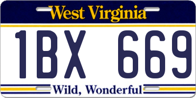 WV license plate 1BX669