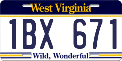 WV license plate 1BX671