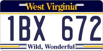 WV license plate 1BX672