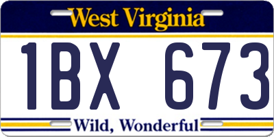 WV license plate 1BX673