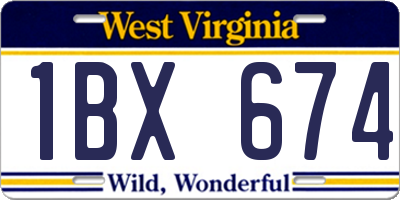 WV license plate 1BX674