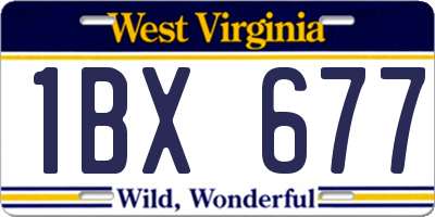 WV license plate 1BX677