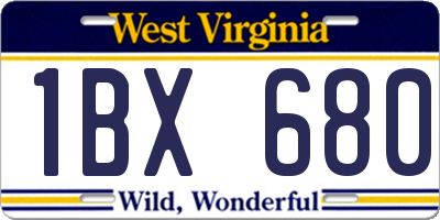 WV license plate 1BX680