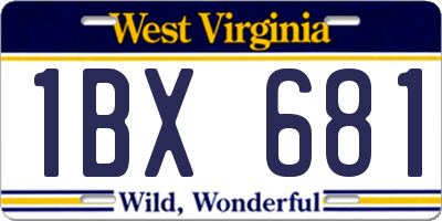 WV license plate 1BX681