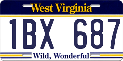 WV license plate 1BX687