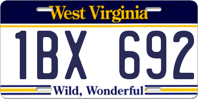 WV license plate 1BX692