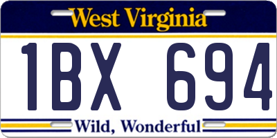 WV license plate 1BX694