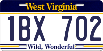 WV license plate 1BX702