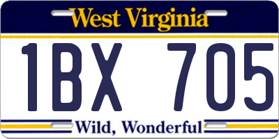 WV license plate 1BX705