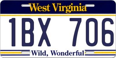 WV license plate 1BX706