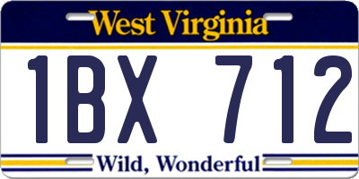 WV license plate 1BX712