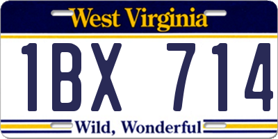 WV license plate 1BX714