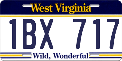 WV license plate 1BX717