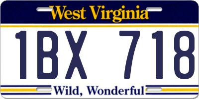 WV license plate 1BX718