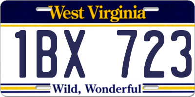 WV license plate 1BX723
