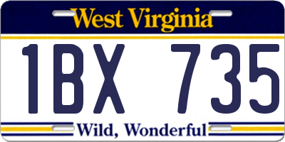 WV license plate 1BX735