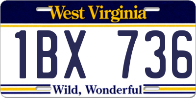 WV license plate 1BX736