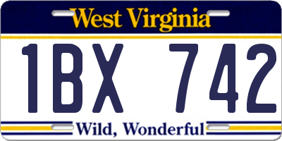 WV license plate 1BX742