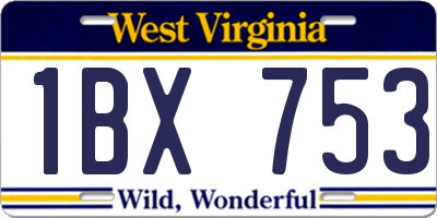 WV license plate 1BX753