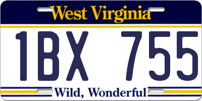 WV license plate 1BX755