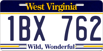WV license plate 1BX762
