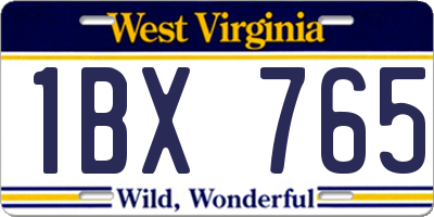 WV license plate 1BX765