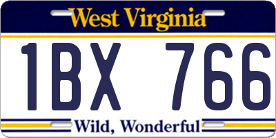 WV license plate 1BX766