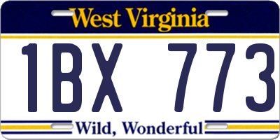 WV license plate 1BX773
