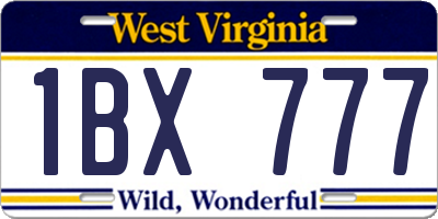 WV license plate 1BX777