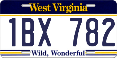 WV license plate 1BX782