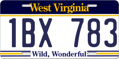 WV license plate 1BX783