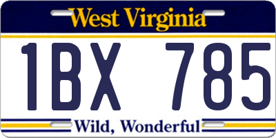 WV license plate 1BX785