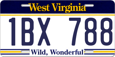 WV license plate 1BX788