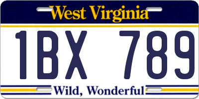 WV license plate 1BX789