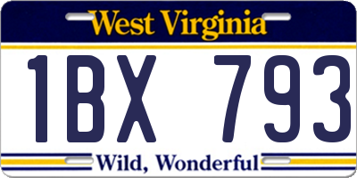 WV license plate 1BX793