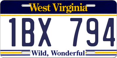 WV license plate 1BX794
