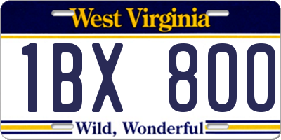 WV license plate 1BX800