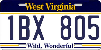 WV license plate 1BX805