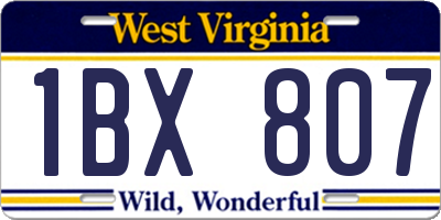 WV license plate 1BX807