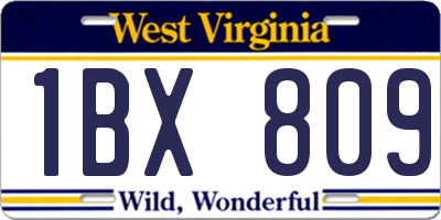 WV license plate 1BX809