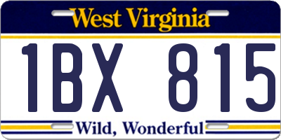 WV license plate 1BX815