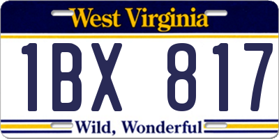 WV license plate 1BX817