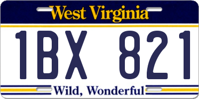 WV license plate 1BX821