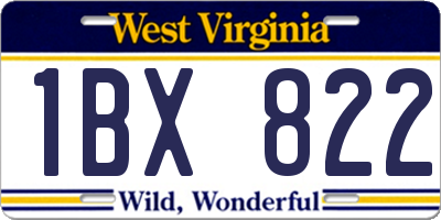WV license plate 1BX822