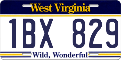 WV license plate 1BX829