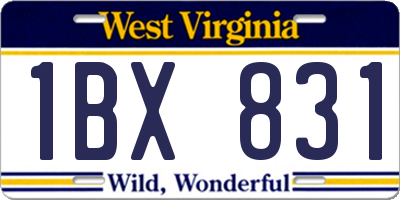 WV license plate 1BX831