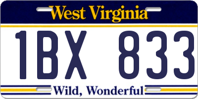WV license plate 1BX833