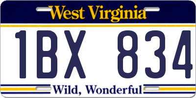 WV license plate 1BX834