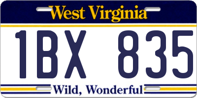 WV license plate 1BX835