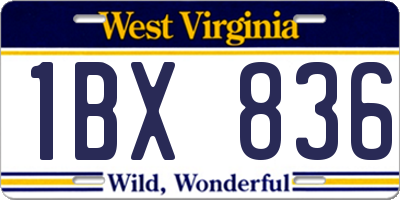 WV license plate 1BX836